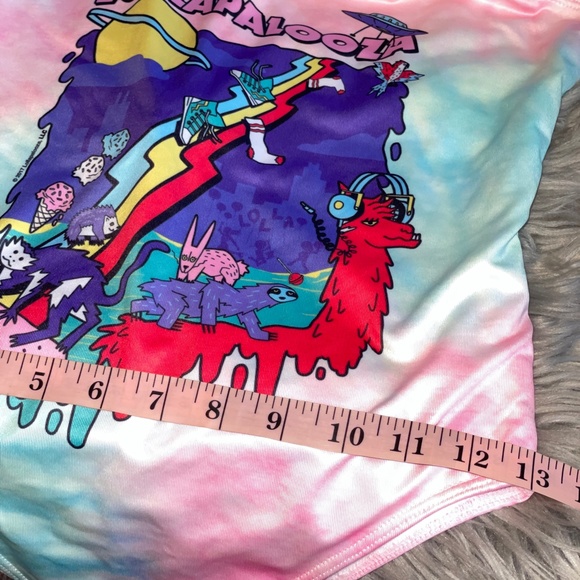 NWOT Forever 21 Lollapalooza Tie Dye One Piece High Cut Swimsuit Size Small - Picture 8 of 9